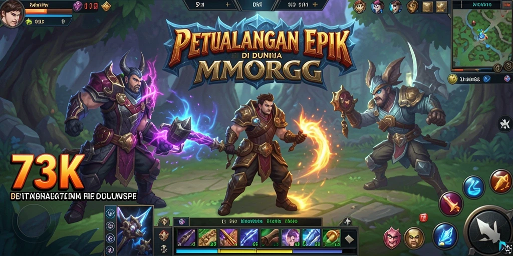 Tampilan gameplay epik dalam dunia MMORPG 73K.