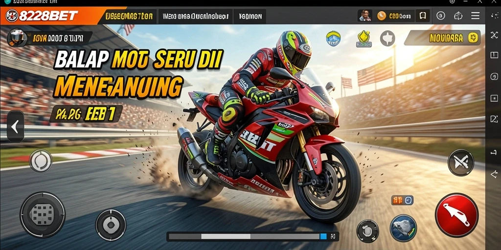 Tampilan gameplay balap motor yang seru dan menakjubkan.