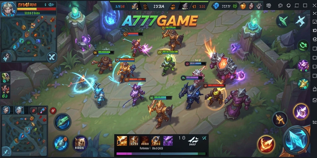 Screenshot A777GAME yang menampilkan aksi MOBA yang mendebarkan.