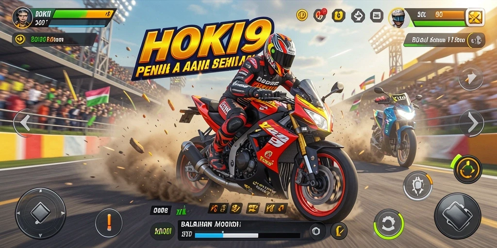 Screenshot HOKI9 menampilkan aksi balapan motor yang mendebarkan.