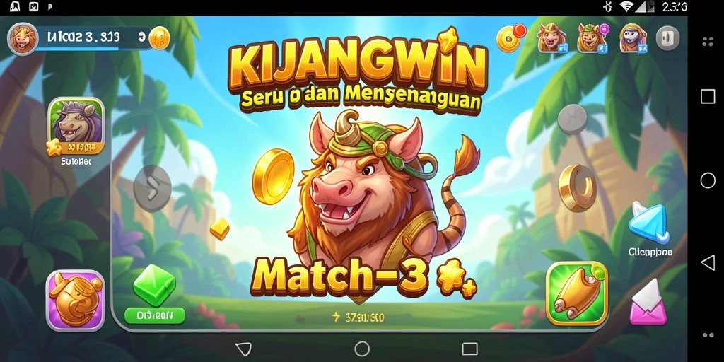 Tampilan gameplay KIJANGWIN dengan permata berwarna cerah.