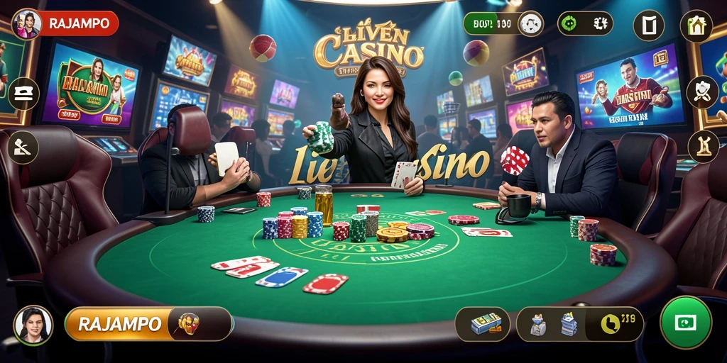 Tampilan gameplay menarik dari aplikasi Live Casino RAJAMPO.