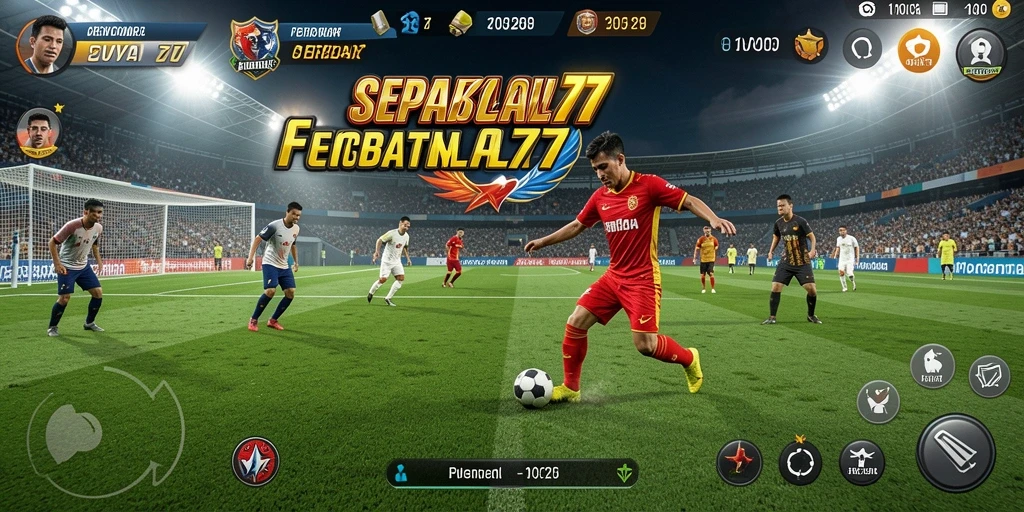 Gameplay menarik SENSATIONAL77 dengan aksi sepak bola yang seru.