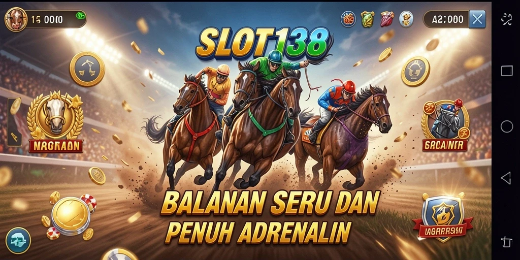 Screenshot utama SLOT138 menampilkan aksi balapan yang seru dan mendebarkan.