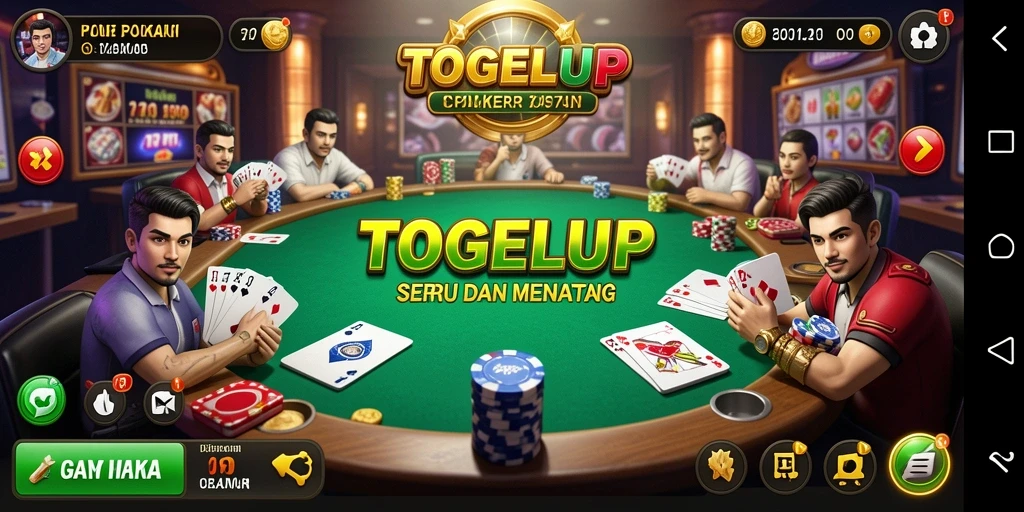 Tampilan permainan poker yang seru di TOGELUP, penuh strategi dan kompetisi.
