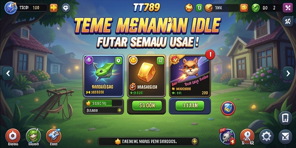 Screenshot gameplay TT789 menampilkan antarmuka sederhana dan kemajuan karakter dalam mode Idle.