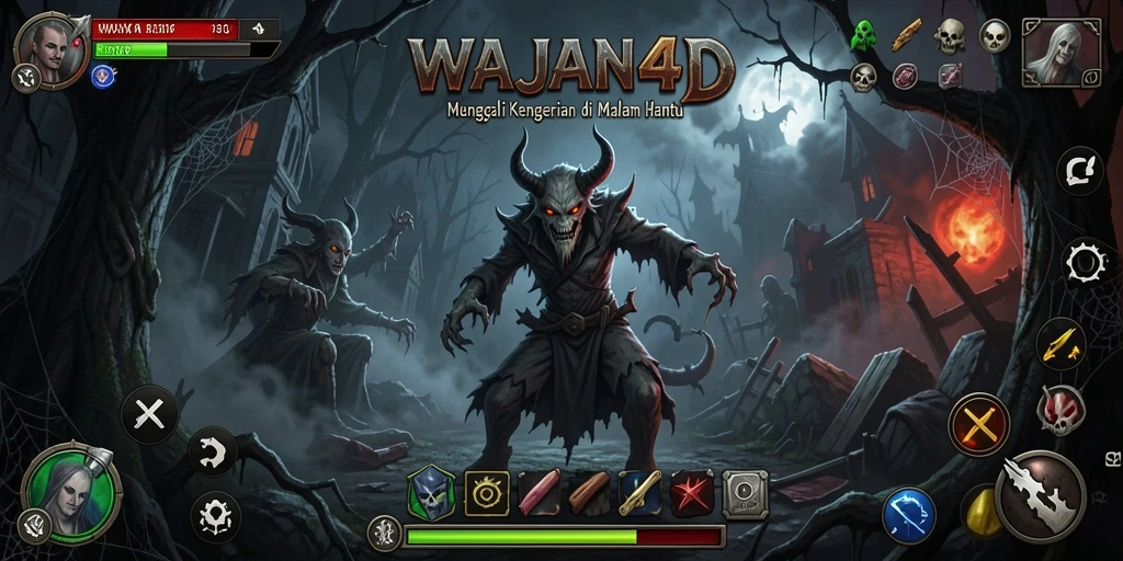 Tampilan gameplay menegangkan dari WAJAN4D saat menjelajahi lokasi angker.